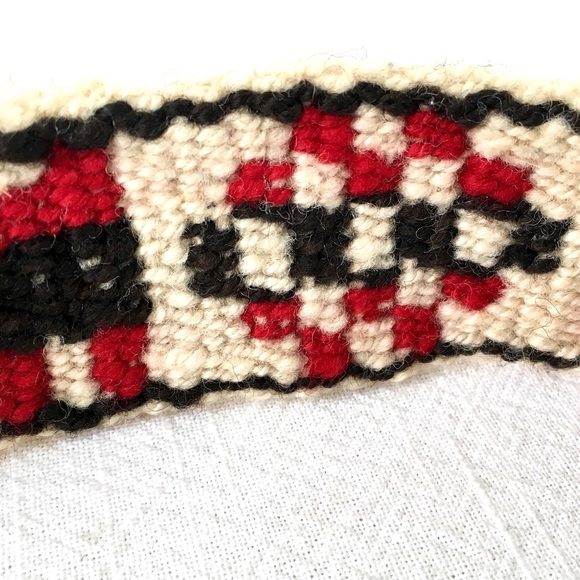 Vintage Wool Belt Handwoven Red & Black Tie Belt - Picture 2 of 8